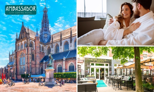 Übernachtung für 2 + Frühstück + 3-Gänge-Menü + Late Check-out im Herzen von Haarlem