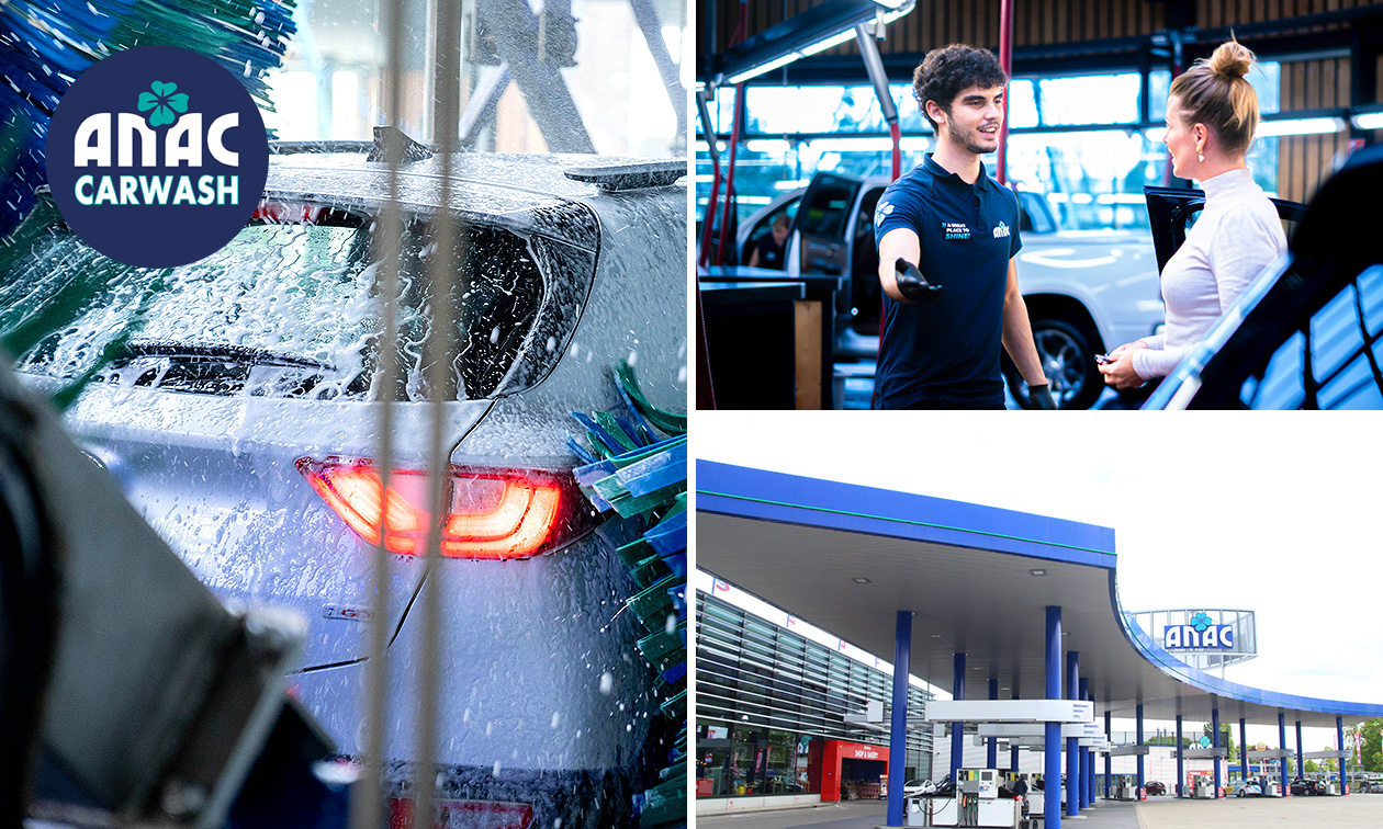 Autowasbeurt + evt. interieurreiniging bij ANAC Carwash