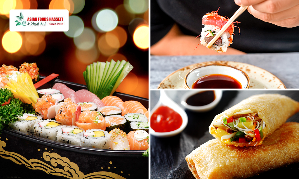Sushiboot (50 stuks) + 3 grote loempia's