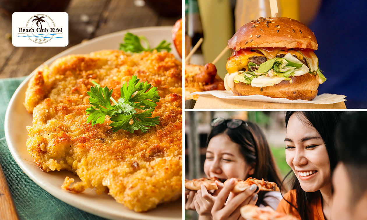 Pizza, Schnitzel oder Burger nach Wahl + opt. Pommes am Rursee