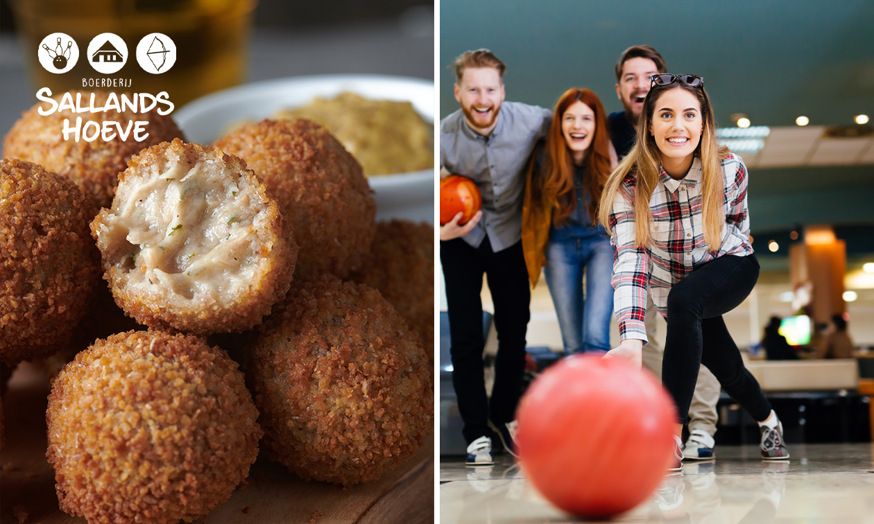 Bowlen met 2 tot 6 personen (55 min) + bitterballen