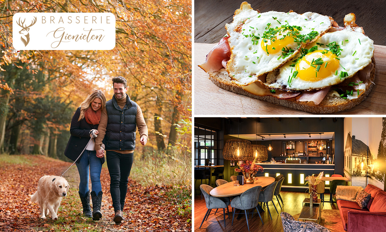 Wandelarrangement + koffie/thee + 2-gangenlunch bij Brasserie Gienieten Wandelarrangement + koffie/thee + 2-gangenlunch bij Brasserie Gienieten