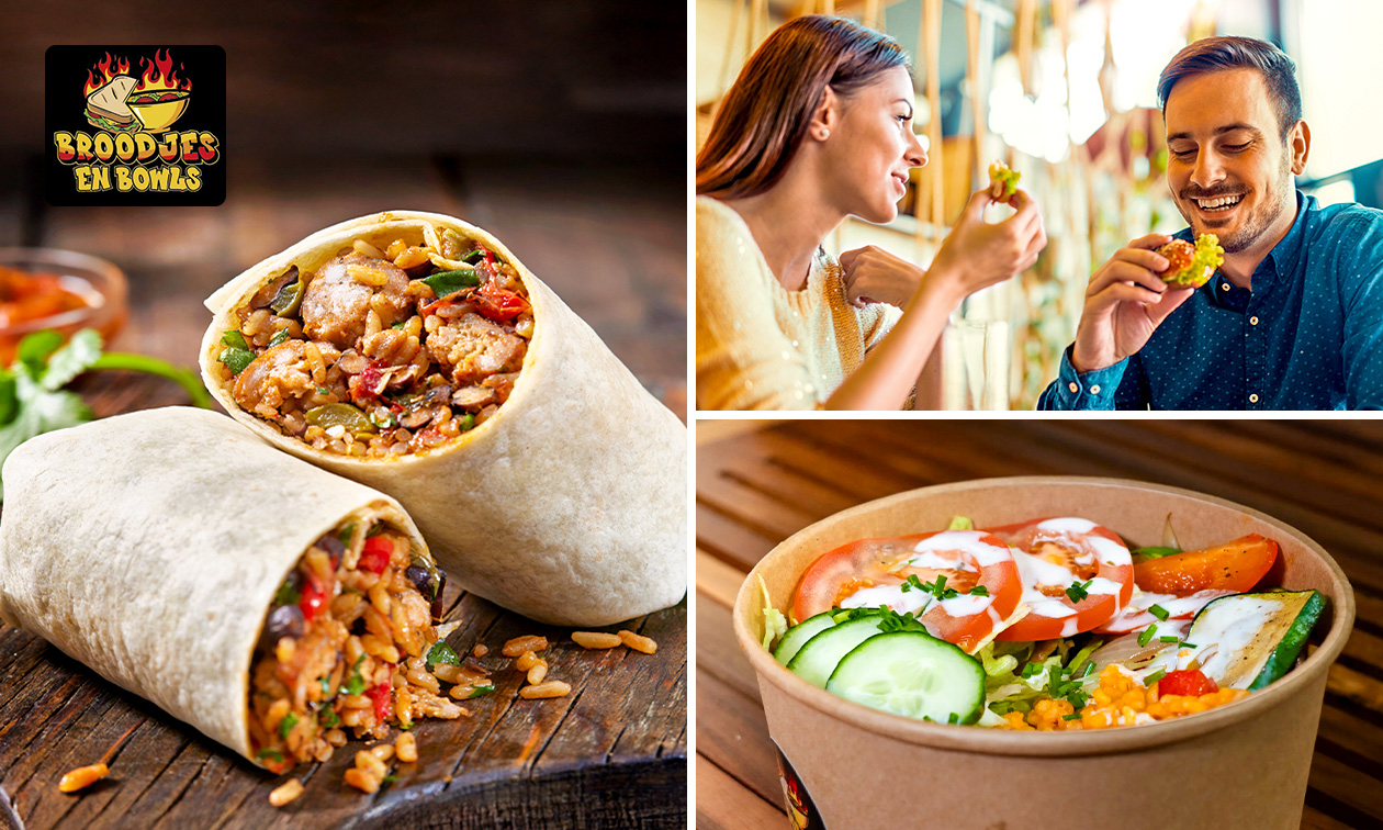 Wrap, bowl of warm broodje + frisdrank naar keuze voor afhaal