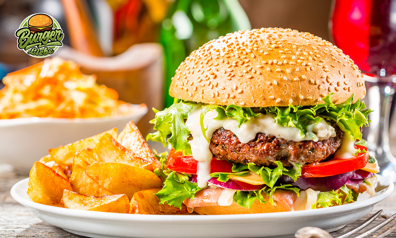 Burger nach Wahl inkl. Pommes, Süßkartoffel-Pommes oder Curly-Fries