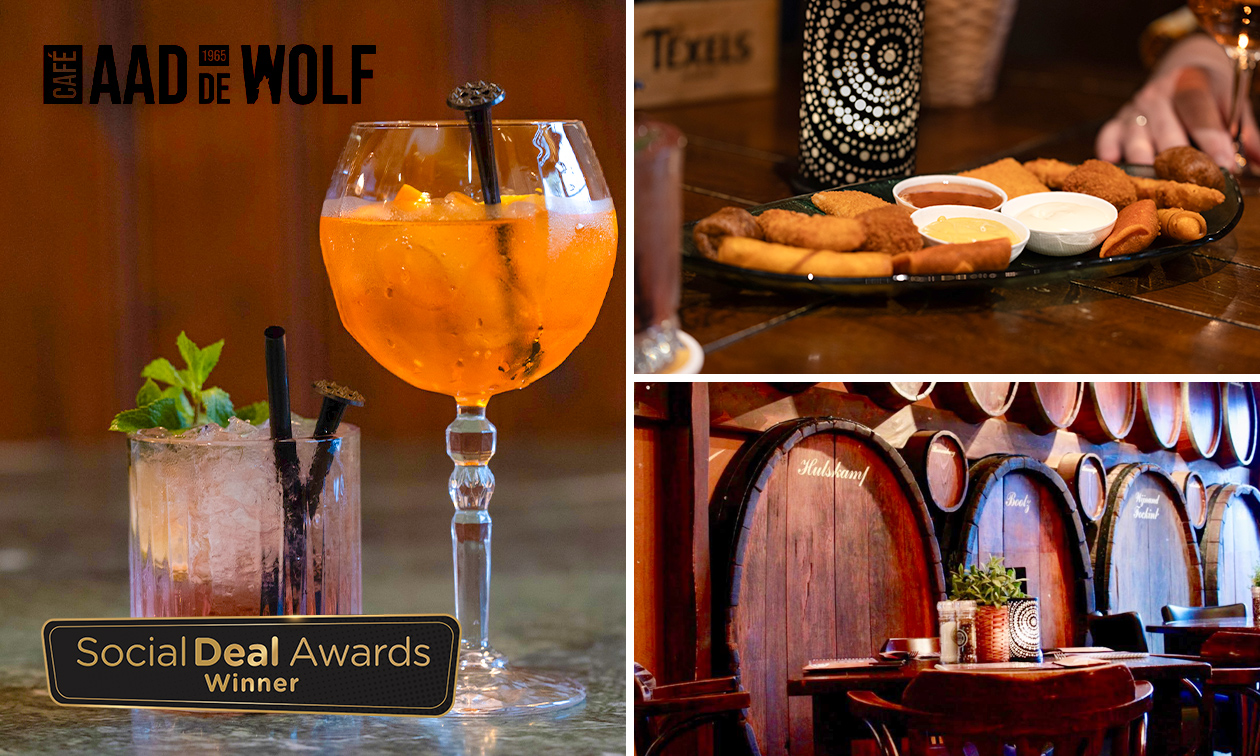 2 cocktails + hapjes bij Café Aad de Wolf