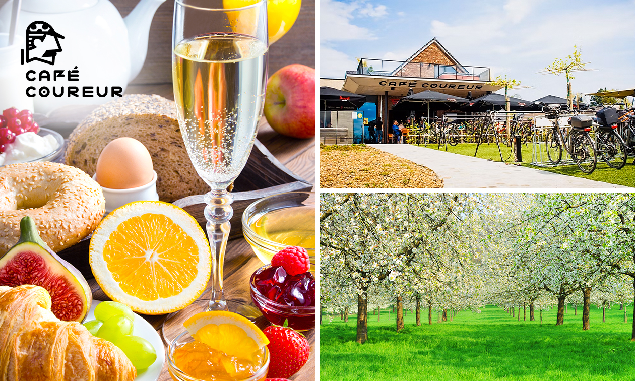 Luxe ontbijt + glas cava in de Haspengouwse natuur bij Café Coureur