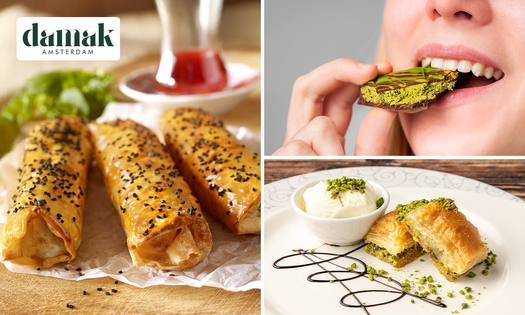 Waardebon voor Turkse delicatessen of cheesecake, baklava of böreks + drankje