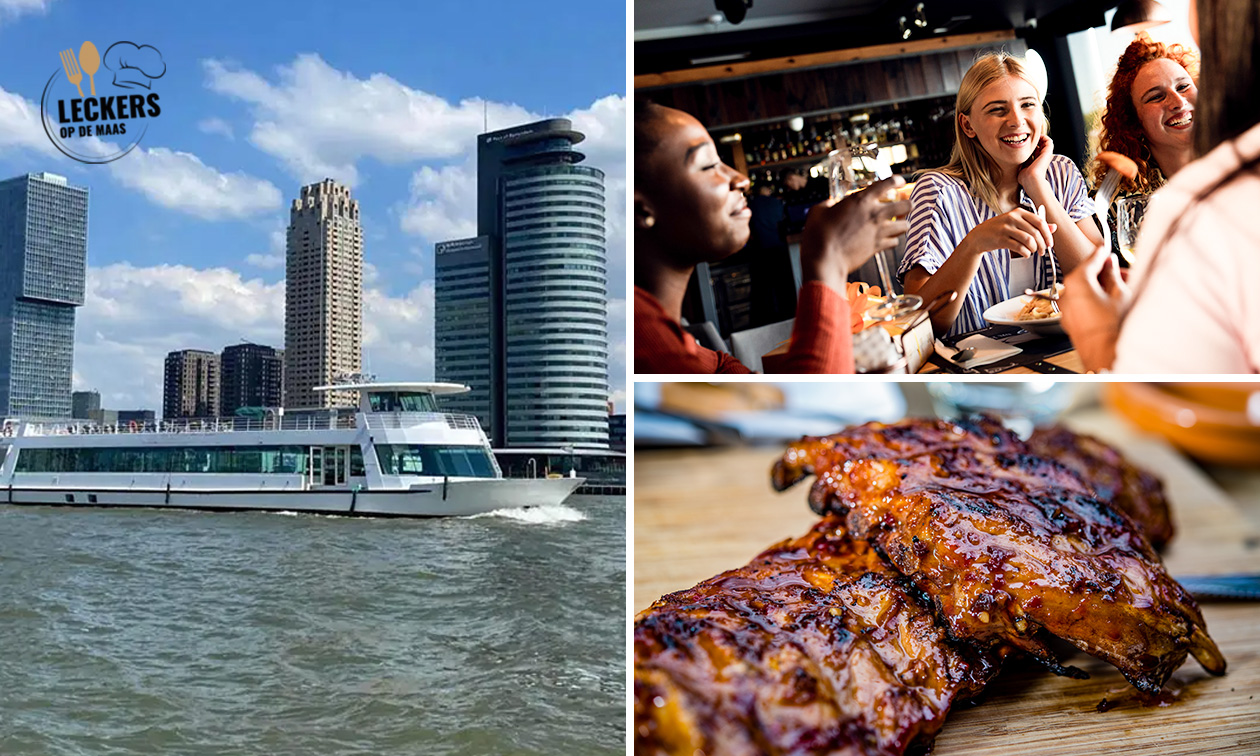 Rondvaart (2,5 uur) door Rotterdam + onbeperkt spareribs of brunchbuffet bij de Leckers Boot