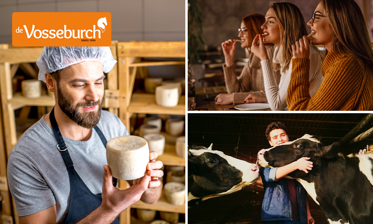 Kaasworkshop (3 uur) of koeknuffelen (2 uur) + rondleiding + kaasproeverij