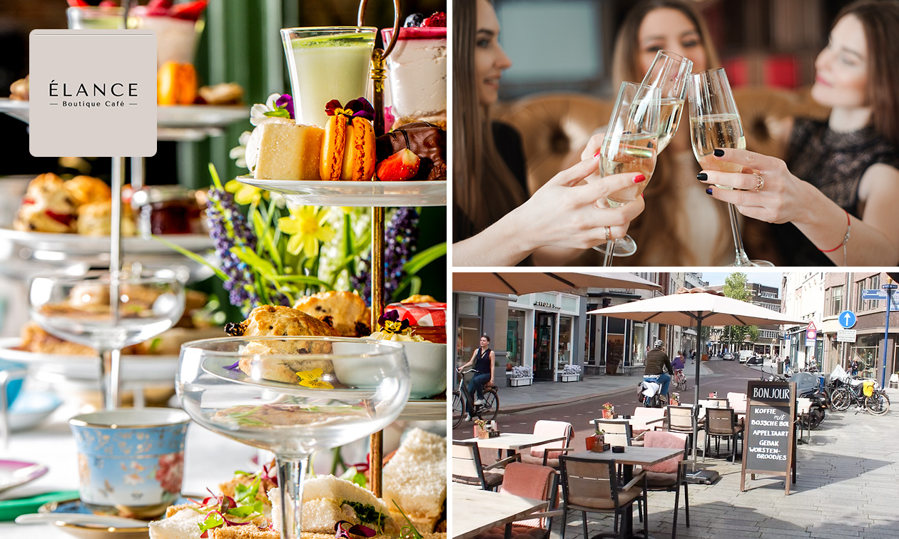 High tea + evt. glas bubbels (2 uur) bij Élance Boutique Café