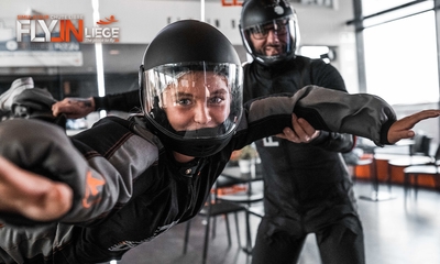 3 Freifall-Simulationsflüge + Videopaket + Getränk bei FLYIN Liège