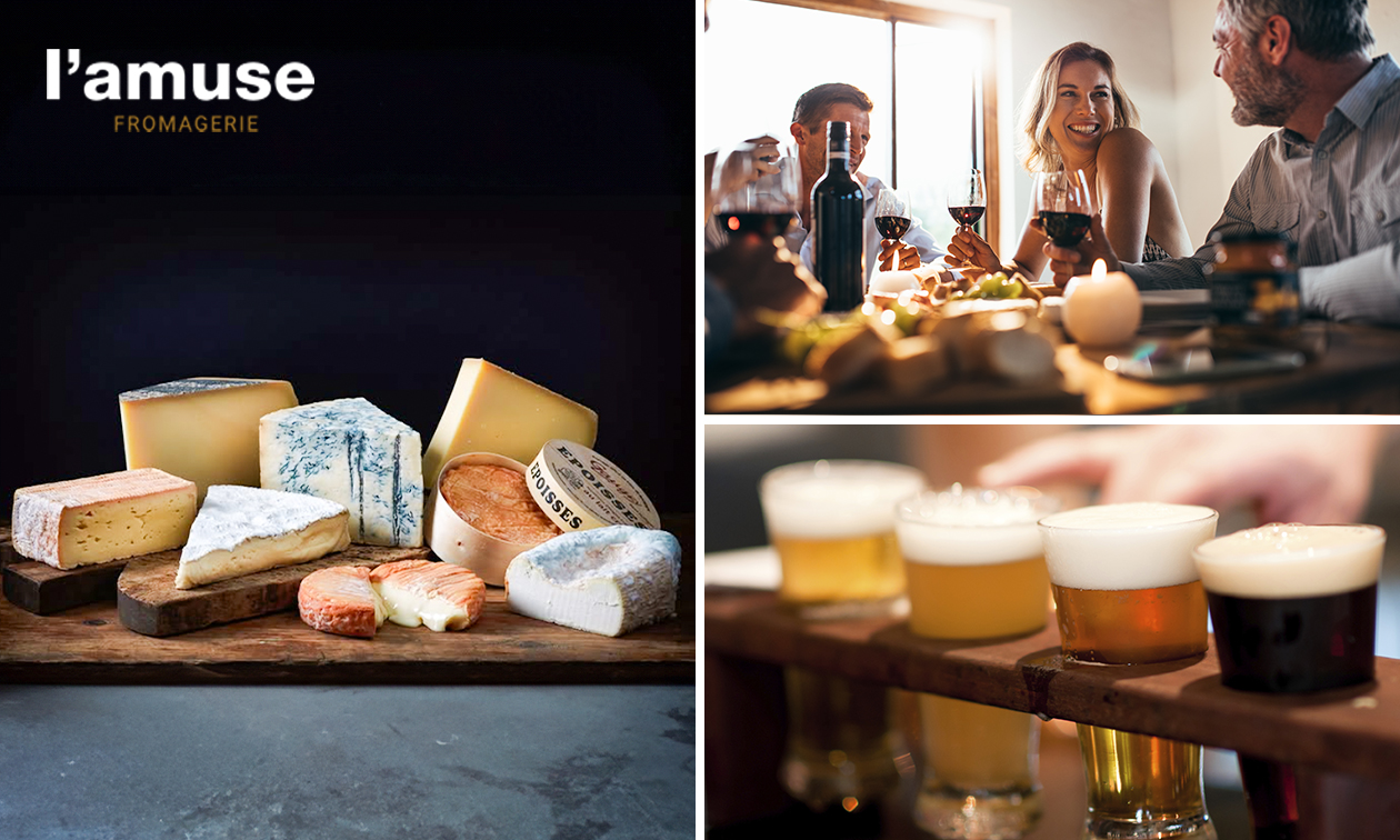 Kaasproeverij + 2 dranken naar keuze bij Fromagerie L`Amuse