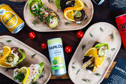 Smørrebrød og valgfri drikkevare