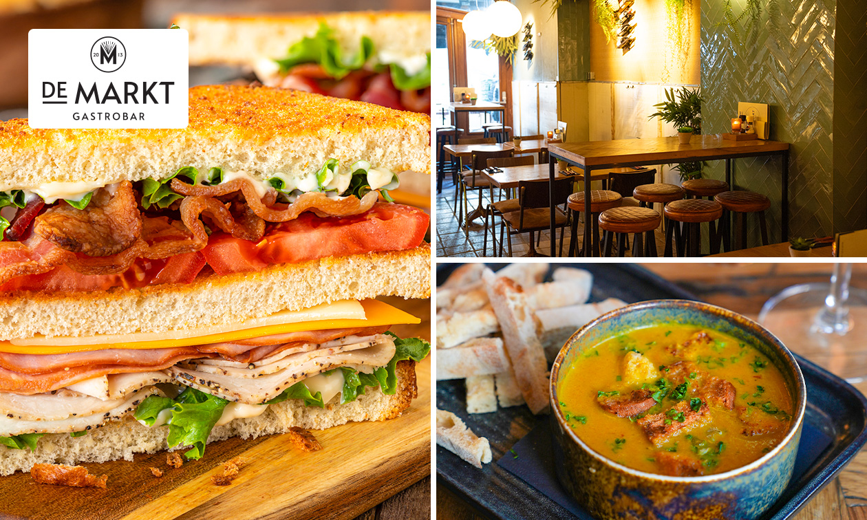 2-gangen keuzelunch bij Gastrobar De Markt