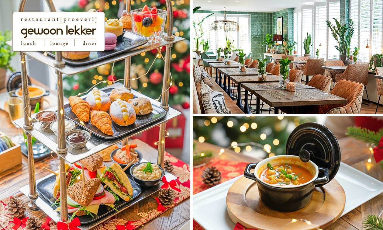 High tea + bubbels + dessert of valentijns-high tea voor afhaal bij Gewoon Lekker