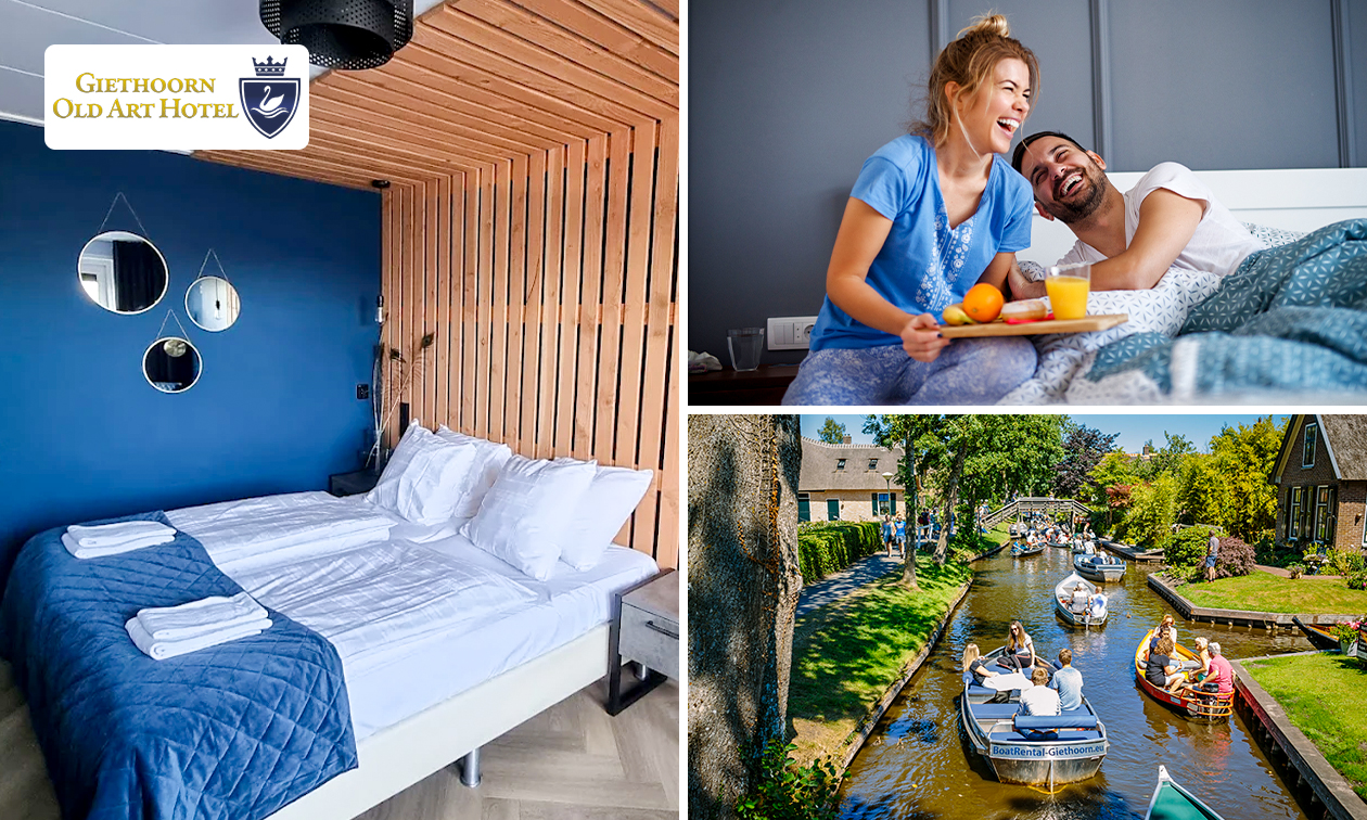 Übernachtung für 2 mit Wasserblick + Willkommensgetränk + Late Check-out in Giethoorn