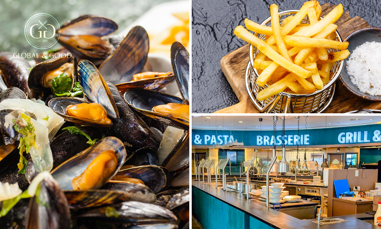 Moules + sauce + frites à volonté au Global & Good Restaurant
