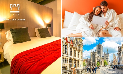 Overnachting voor 2 + ontbijt + late check-out + welkomstdrankje in Gent