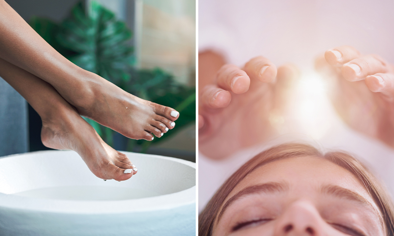 Fußreflexzonenmassage (30 Min.) oder Reiki-Behandlung (60 Min.)