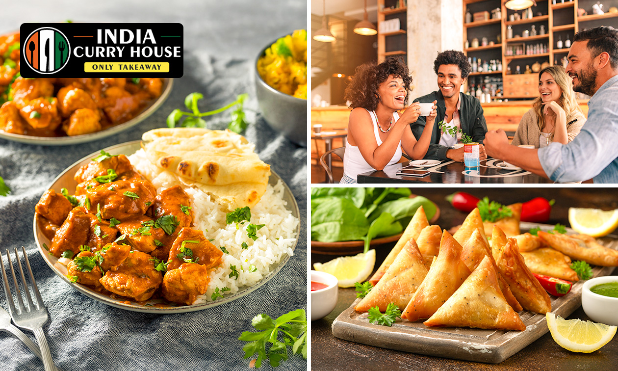 Indiase 3-gangen keuzelunch of -diner om af te halen