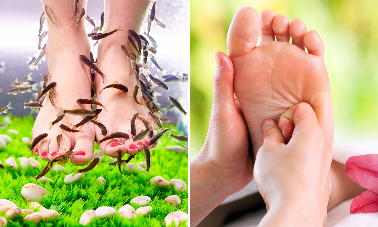 Fish foot spa (25 min) + voetmassage (5 min)