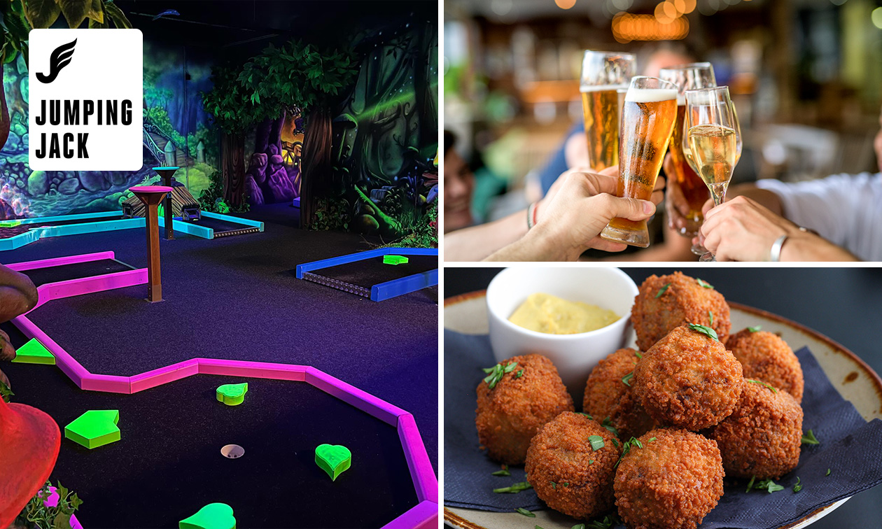 Minigolf voor 1 of 2 personen (45 min) + evt. bittergarnituur en drankje bij Jumping Jack Almere