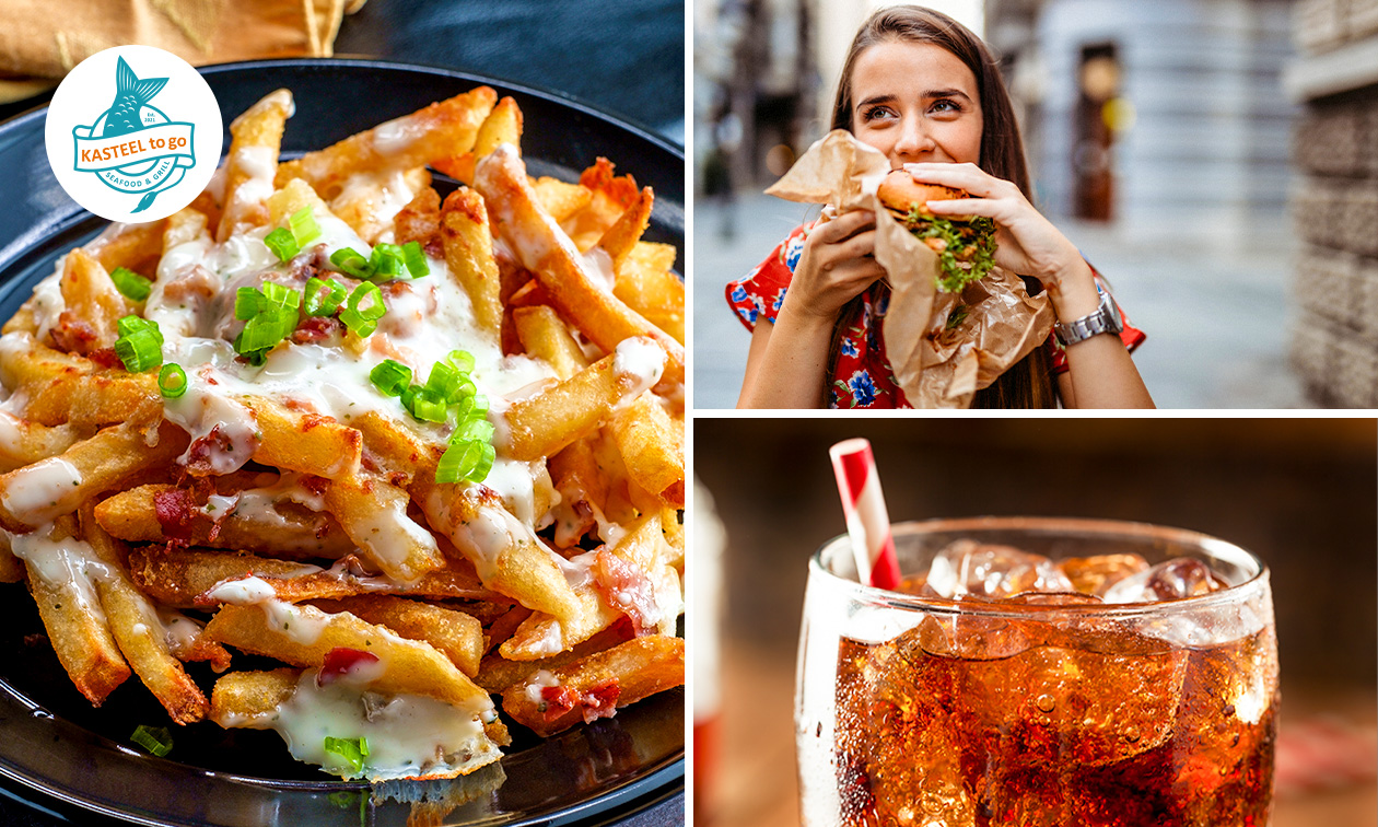 Loaded fries of burger + frisdrank naar keuze bij Kasteel ToGo Loaded fries of burger + frisdrank naar keuze bij Kasteel ToGo