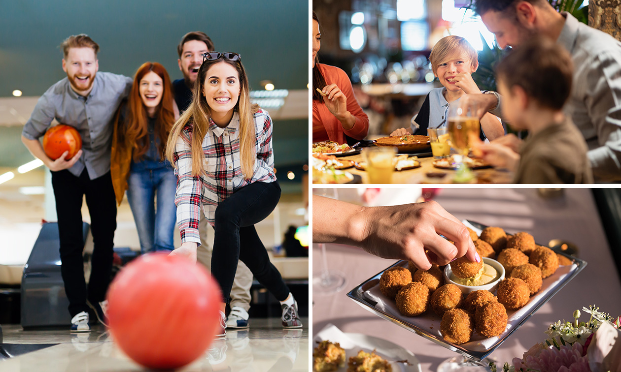 Kegeln (1 oder 1,5 Stunden) + Häppchen + opt. Hauptgericht nach Wahl