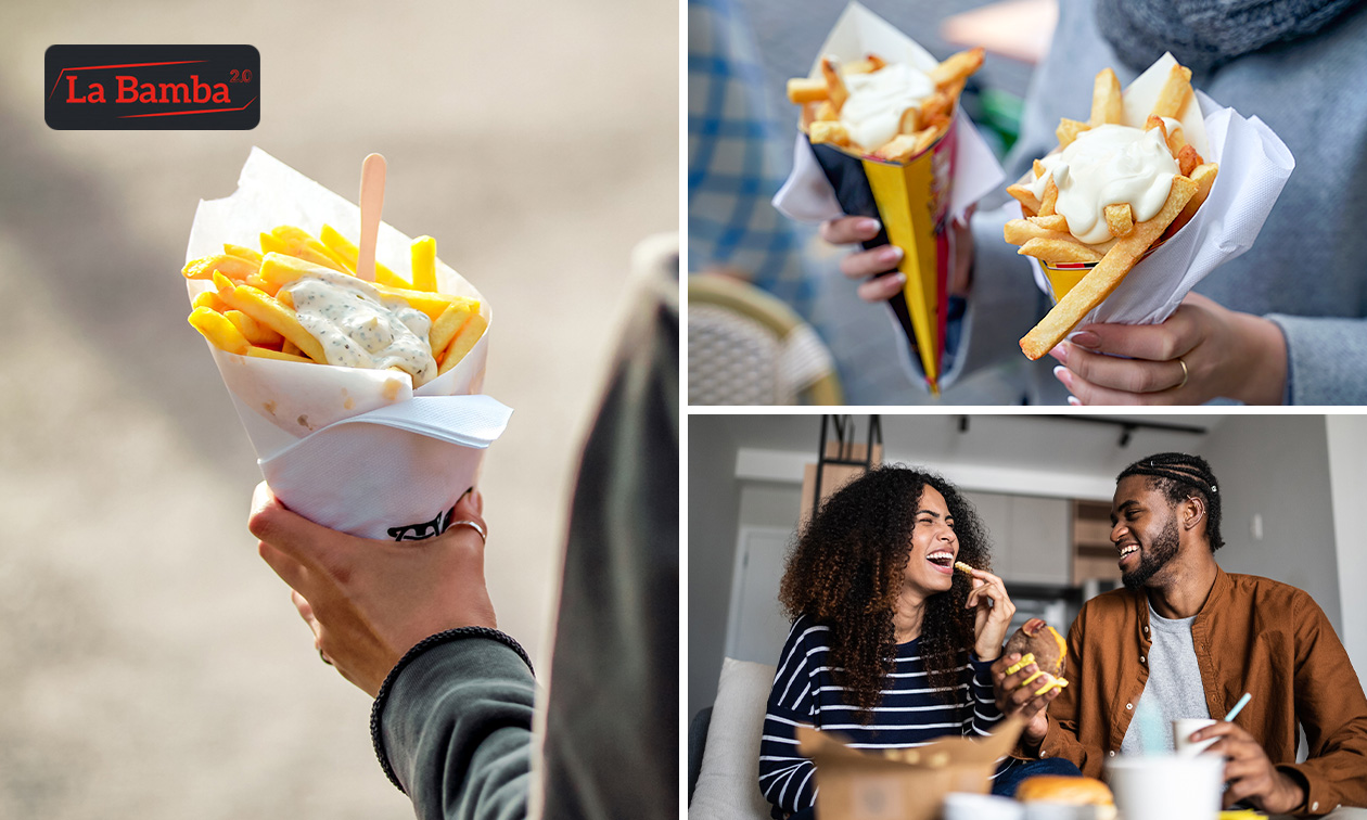Puntzak patat + saus bij La Bamba 2.0 Groningen