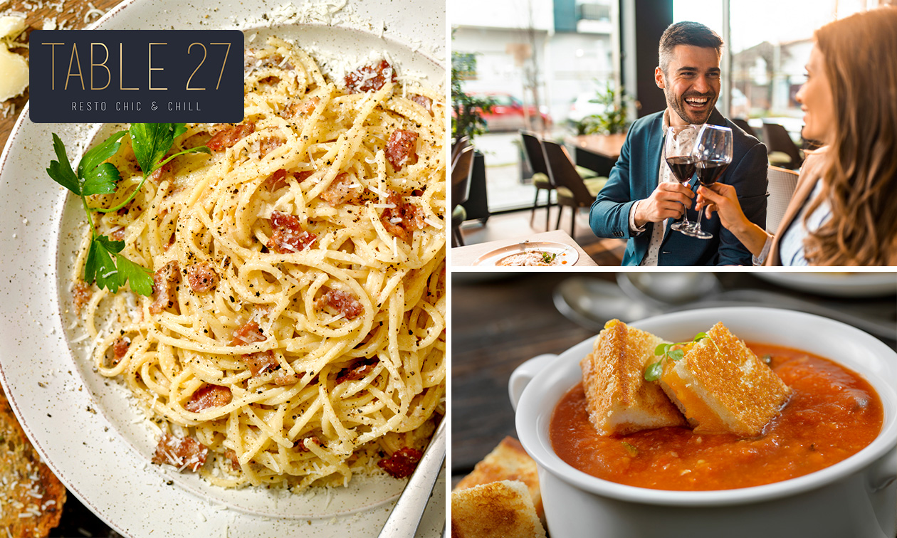 Lunch en 2 ou 3 services ou dîner en 3 services à la carte au restaurant La Table 27