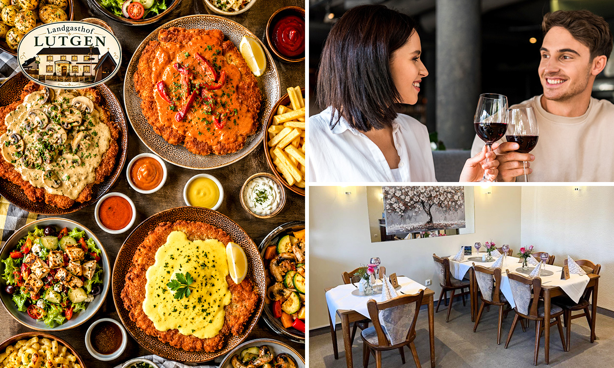 All-You-Can-Eat-Schnitzel mit Beilagen und Dessert bei Landgasthof Lutgen