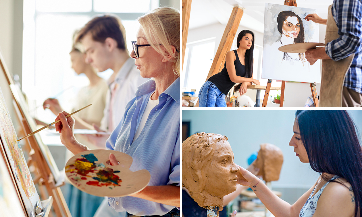 Workshop landschap schilderen of portret schilderen of boetseren (2 of 3 uur)