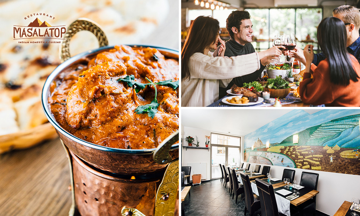 Indiase 3-gangenlunch of -diner à la carte bij Masalatop