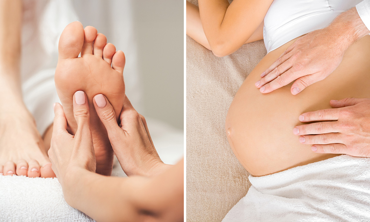 Fußreflexzonenmassage (45 Min.) oder Schwangerschaftsmassage (60 Min.)