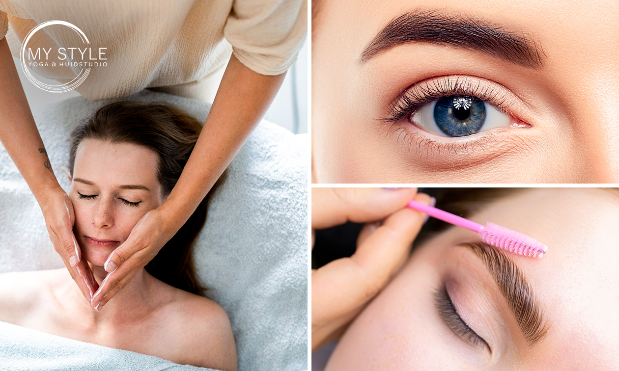 Wimper, wenkbrauw of gezichtsbehandeling behandeling naar keuze