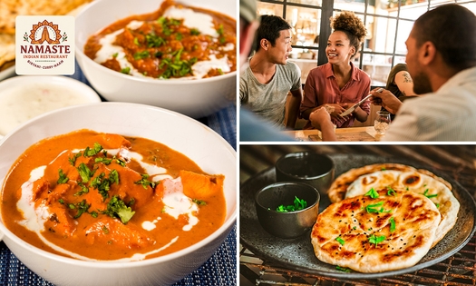 Indisches Hauptgericht + Naanbrot + optional inkl. Lassi nach Wahl