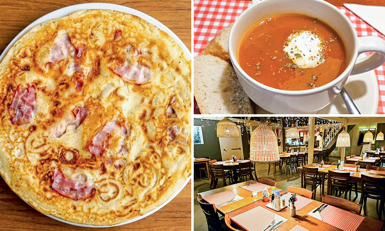 Pannenkoek met topping(s) + drankje naar keuze of 2-gangenlunch bij De Veldkamp