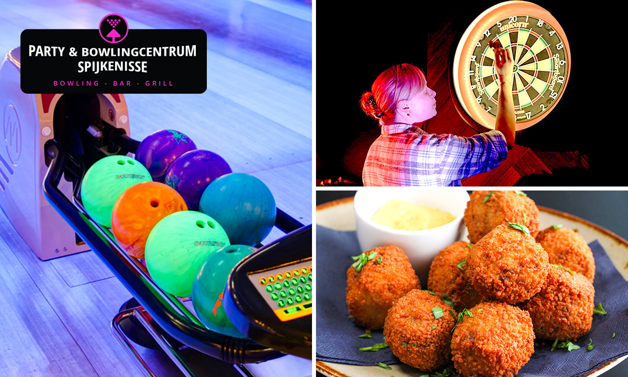 Bowlen (1 of 1,5u) + interactive darts of digisjoel (1 u) + bitterballen (2 tot 6 personen)