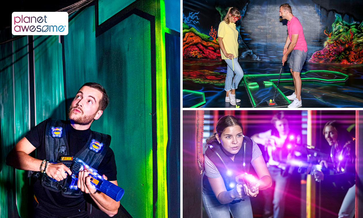 Glow-in-the-dark-minigolf (18 holes) of lasergamen in Nijmegen