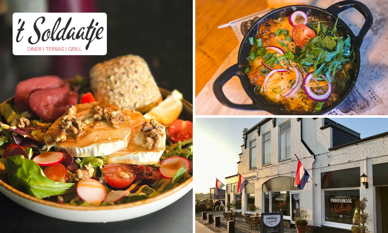 3-gangendiner à la carte met brood en dips bij 't Soldaatje