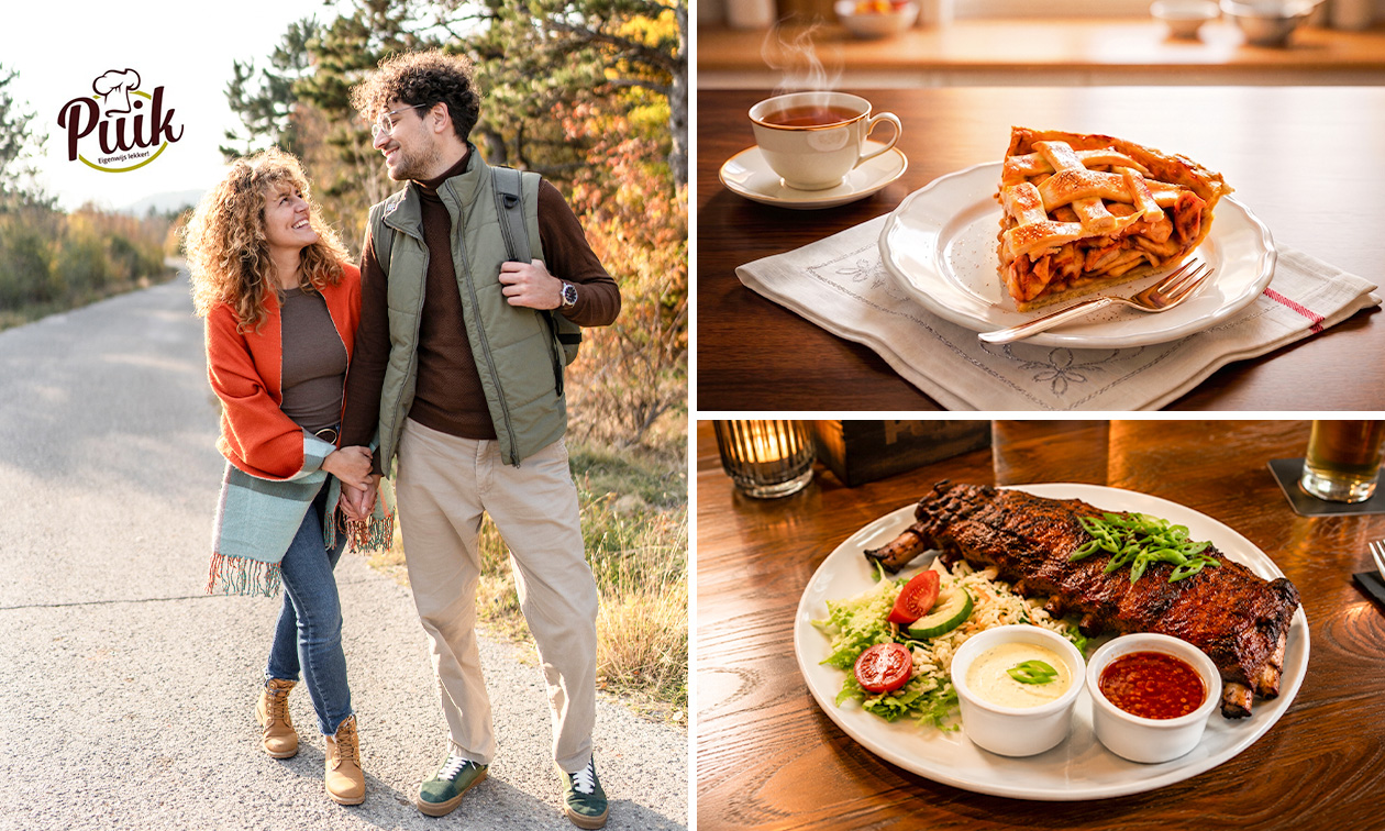 Wandelarrangement incl. warme drank + gebak + 2-gangenlunch bij Puik