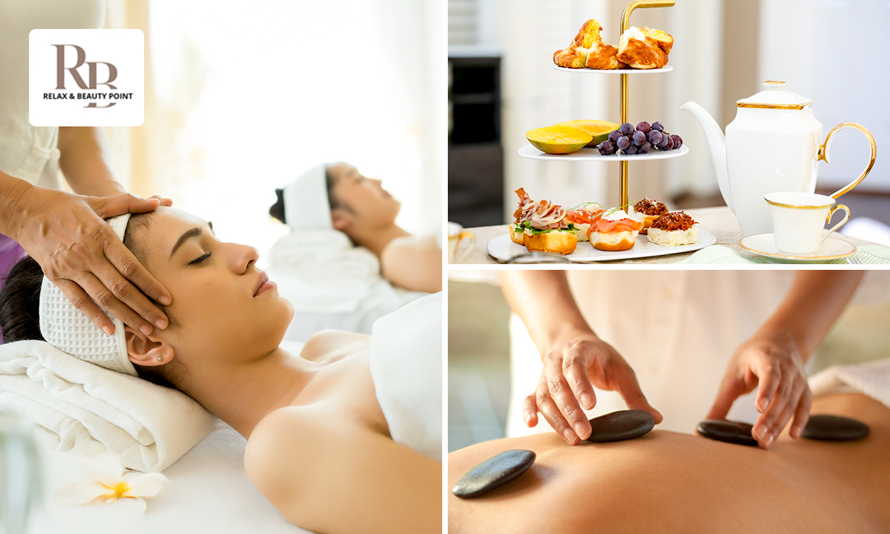 Duo-verwenarrangement incl. hotstonemassage + luxe 5-gangen winter-high tea