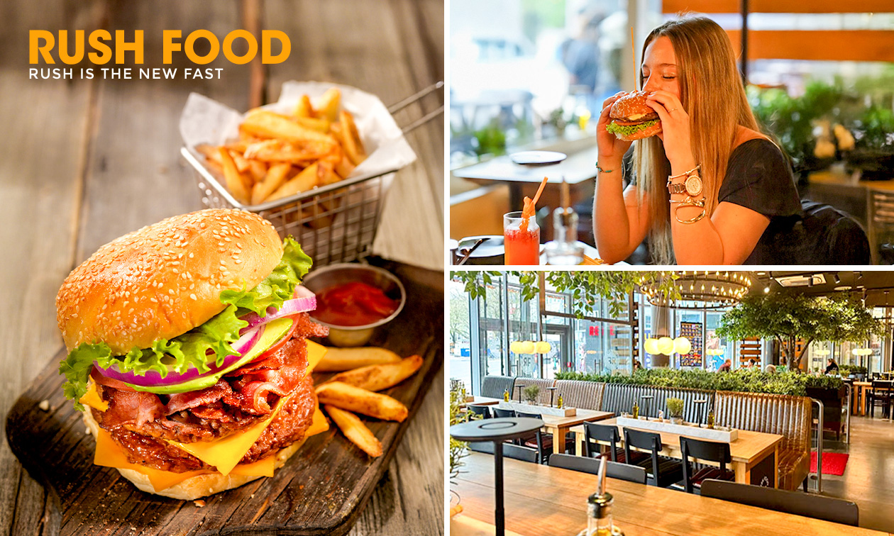 Burger + Pommes nach Wahl bei Rush Food in der Aachener Innenstadt