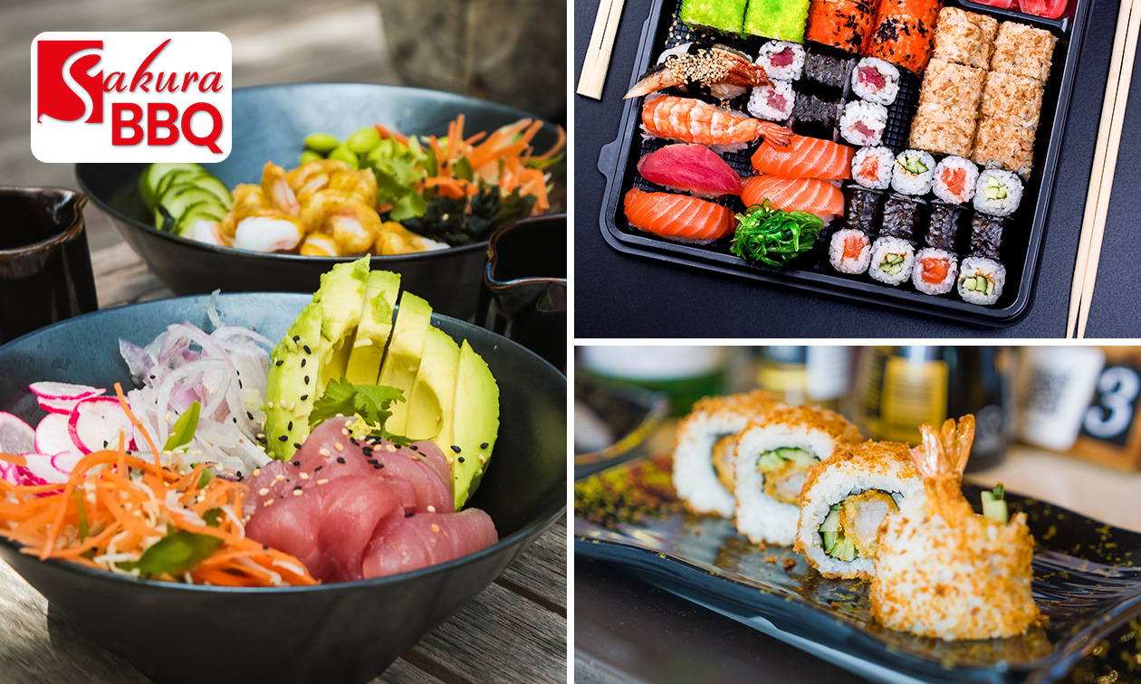 Sushibox (32 of 51 stuks) of 2 pokébowls + drankjes voor afhaal bij Sakura Koreaanse BBQ