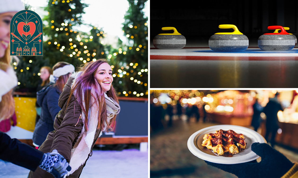 Schlittschuhlaufen (2 Std.) + Schlittschuhverleih + 2 Getränke oder Curling (1 Std.) in Sittard