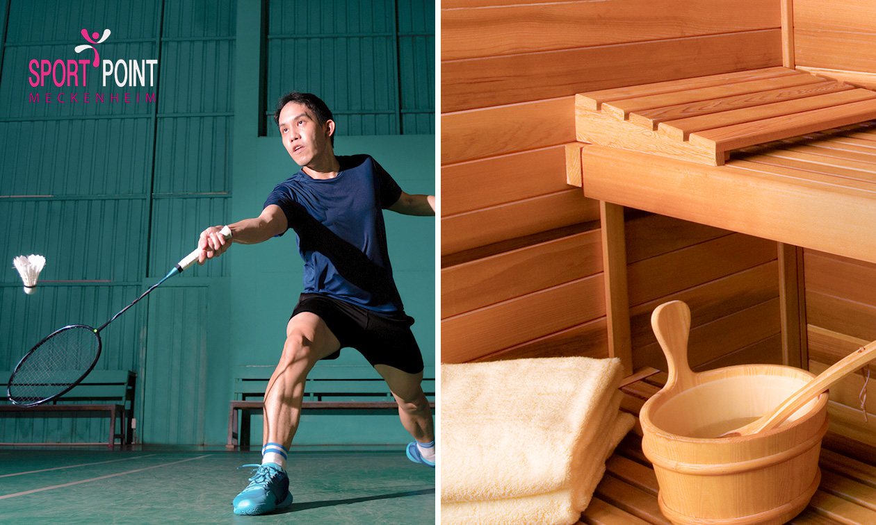 Badminton (60 Min.) für bis zu 4 Personen + Schläger + Ball + Sauna