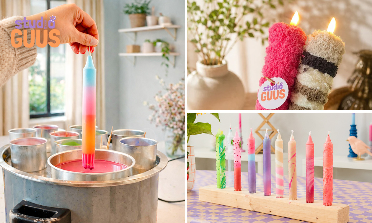 Workshop (led)kaarsen dippen + materialen + hapje + drankje (1,5 uur)