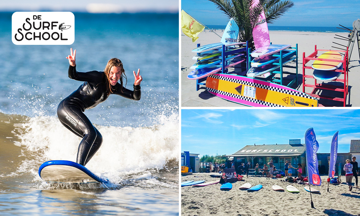 Introductieles surfen + vrij surfen (totaal 3,5 uur) of huur surfplank (2 uur)