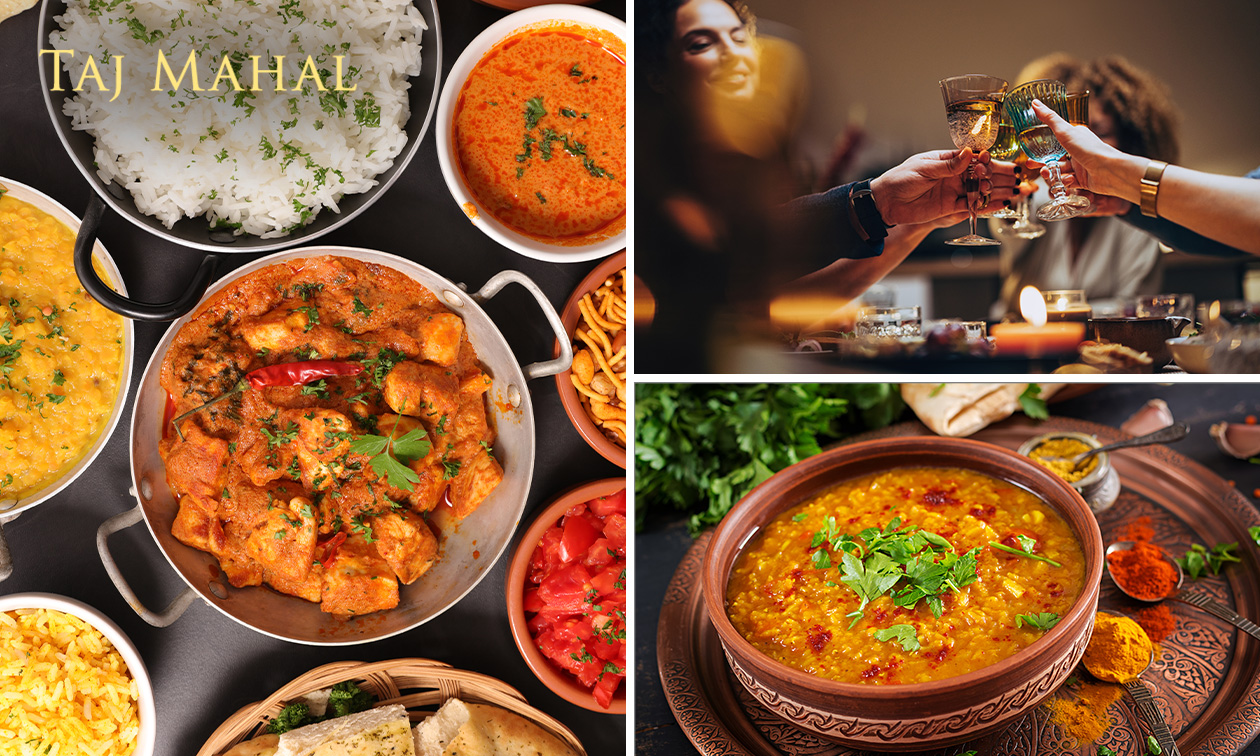 Indiaas 3-gangendiner + amuse + bijgerechten bij Taj Mahal