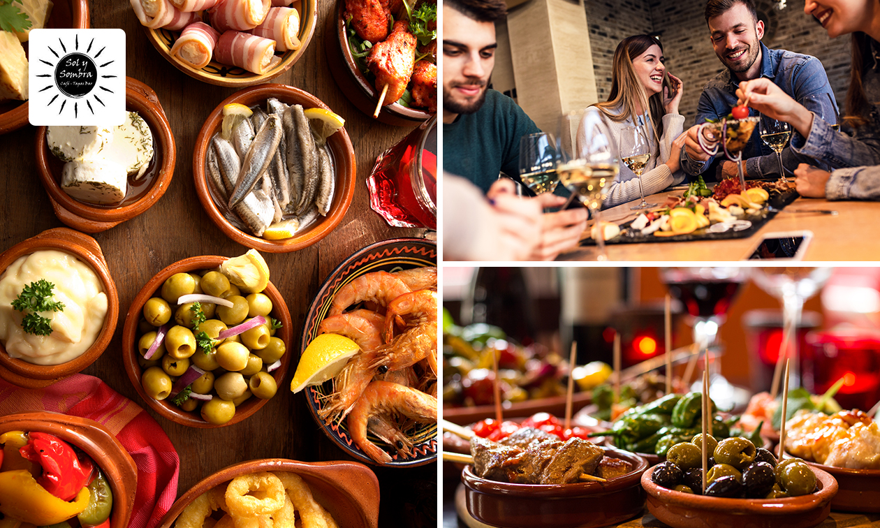 Spaanse 4- of 5-gangen shared tapaslunch bij Tapasbar Sol y Sombra